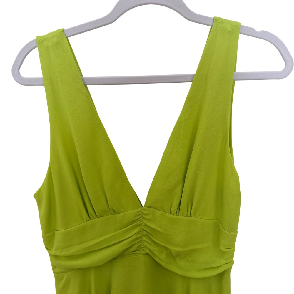 Lulu's Neon Lime Tiered V-Neck Prom Dress - Picture 6 of 16
